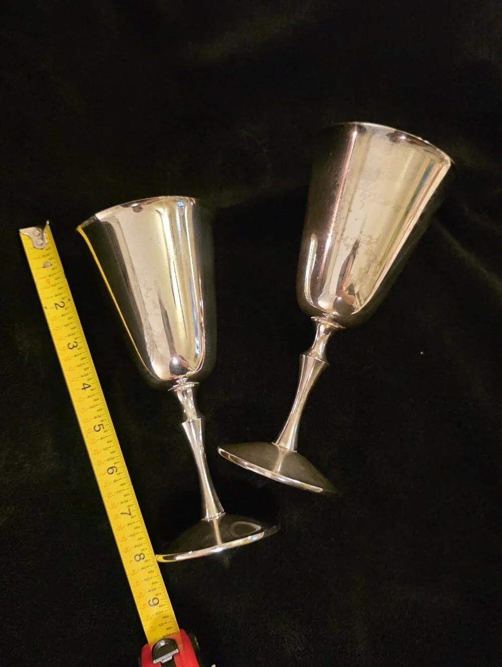 Vintage Kirk International KI Silver Plated Goblets Spain – Pair 8”